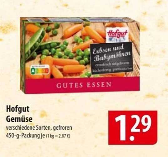 Hofgut Gemüse - Erbsen und Babykarotten, gefroren, 450-g-Packung