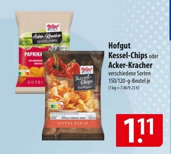 Hofgut Kessel-Chips oder Acker-Kracher verschiedene Sorten 150/120-g-Beutel je