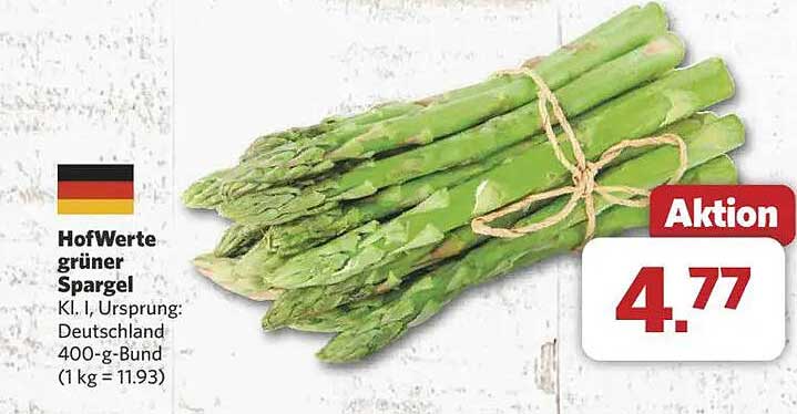 HofWerte grüner Spargel 400-g-Bund