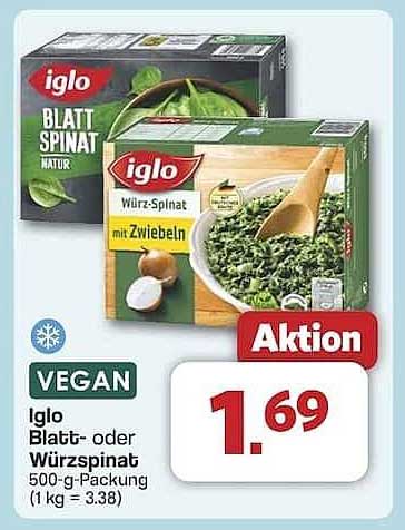 Iglo Blatt- oder Würzspinat 500-g-Packung