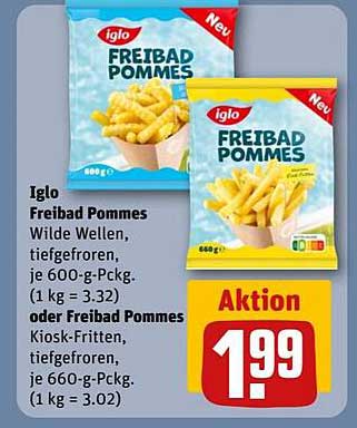 Iglo Freibad Pommes – Wilde Wellen oder Kiosk-Fritten, 600g/660g Packung