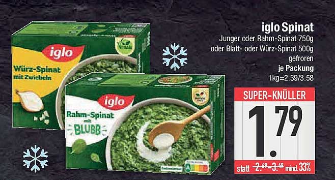 iglo Spinat - Jung, rahmig oder würzig, jetzt zum Sonderpreis!