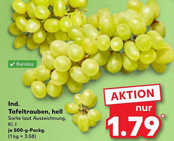 Ind. Tafeltrauben, hell, 500-g-Packung