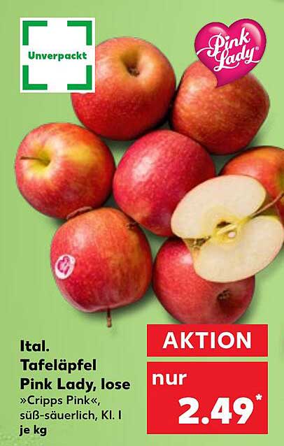 Ital. Tafeläpfel Pink Lady, lose »Cripps Pink«, süß-sauerlich, Kl. I je kg
