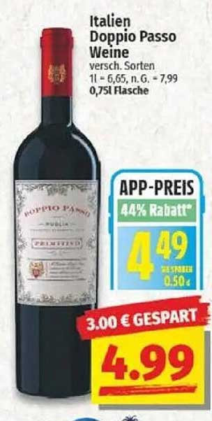 Italien Doppio Passo Weine 0,75l Flasche