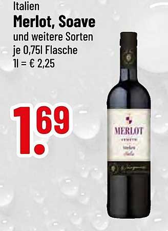 Italien Merlot, Soave und weitere Sorten je 0,75l Flasche