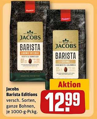 Jacobs Barista Editions – verschiedene Sorten, ganze Bohnen, je 1000-g-Päckchen