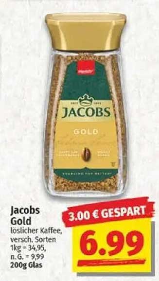 Jacobs Gold - löslicher Kaffee, verschiedene Sorten 200g