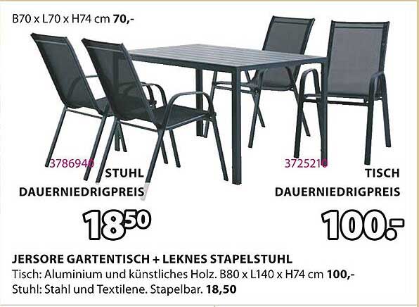 JERSORE Gartentisch + LEKNES Stapelstuhl