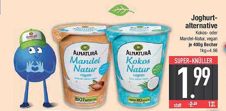 Joghurtalternative Kokos- oder Mandel-Natur, vegan je 400g Becher