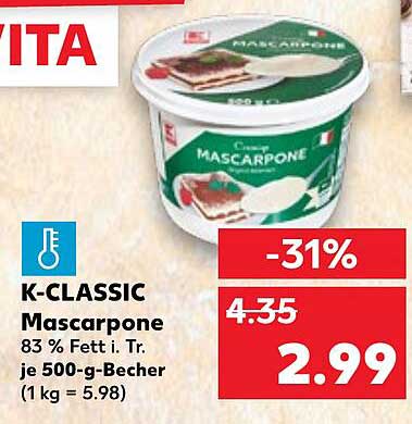 K-Classic Mascarpone 500 g Becher