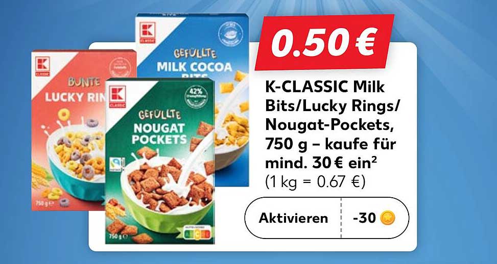 K-CLASSIC Milk Bits/Lucky Rings/Nougat-Pockets, 750 g