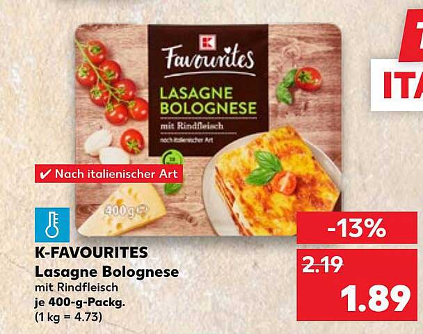 K-Favourites Lasagne Bolognese mit Rindfleisch