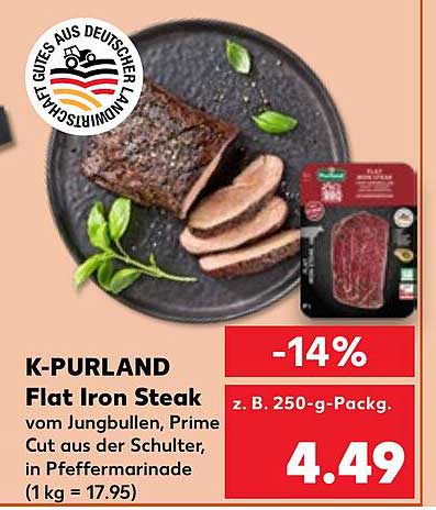 K-PURLAND Flat Iron Steak vom Jungbullen in Pfeffermarinade