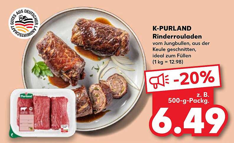 K-Purland Rinderrouladen vom Jungbullen - 20% Rabatt