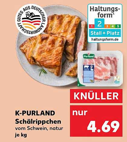 K-PURLAND Schälrippchen vom Schwein, natur je kg