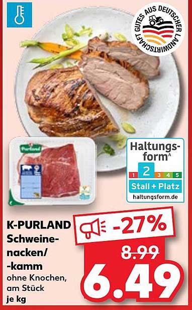 K-PURLAND SchweineNacken/-kamm ohne Knochen, am Stück je kg