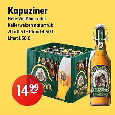 Kapuziner Hefe-Weißbier oder Kellerweizen naturtrüb 20 x 0,5 l