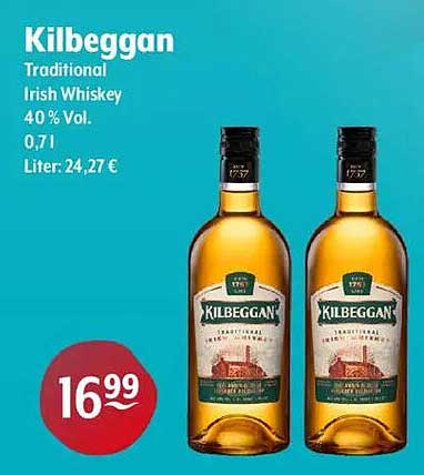 Kilbeggan Traditional Irish Whiskey 0,7 L