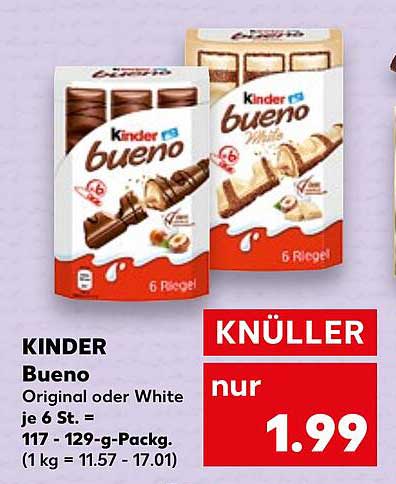 KINDER Bueno Original oder White – 6 Riegel