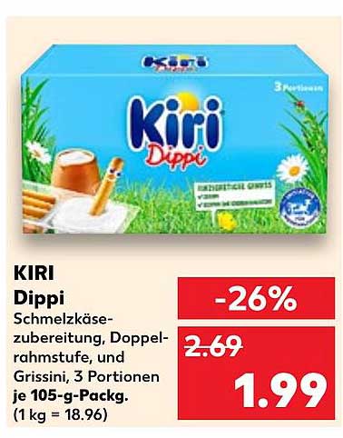 KIRI Dippi - Schmelzkäsezubereitung mit Grissini, 3 Portionen