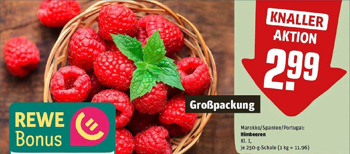 Knaller Aktion: Frische Himbeeren 250 g für nur 2,99 €