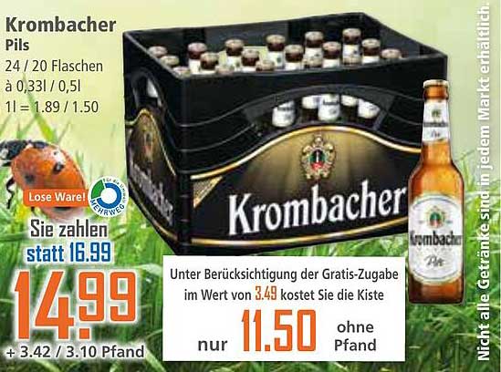 Krombacher Pils - 24 Flaschen zum Spitzenpreis