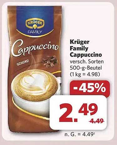 Krüger Family Cappuccino versch. Sorten 500-g-Beutel