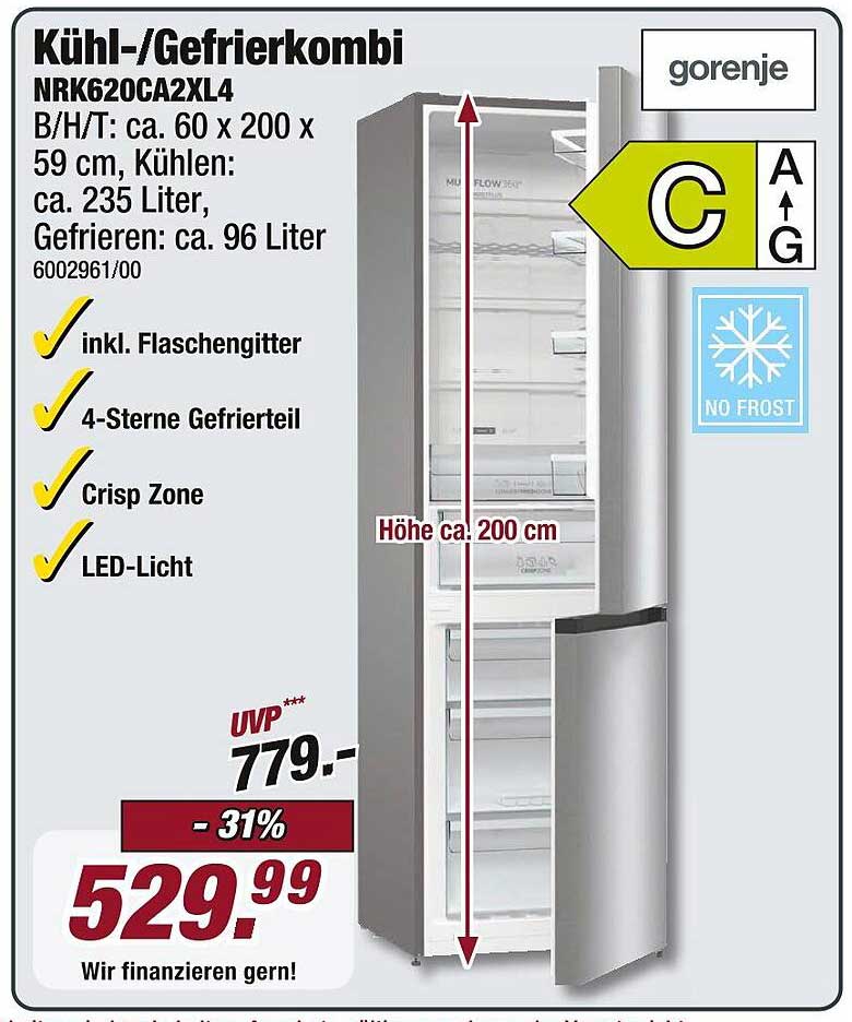 Kühl-/Gefrierkombi Gorenje NRK620CA2XL4