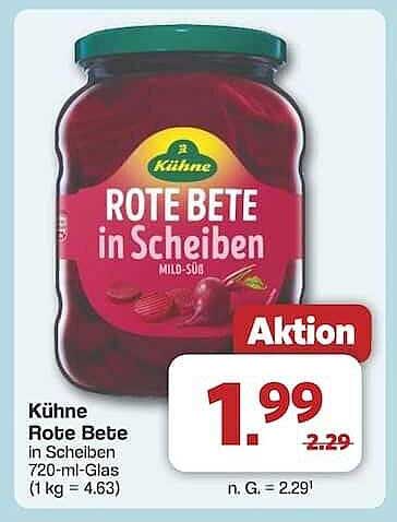 Kühne Rote Bete in Scheiben 720-ml-Glas
