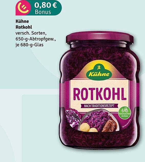 Kühne Rotkohl, verschiedene Sorten, 650-g-Glas