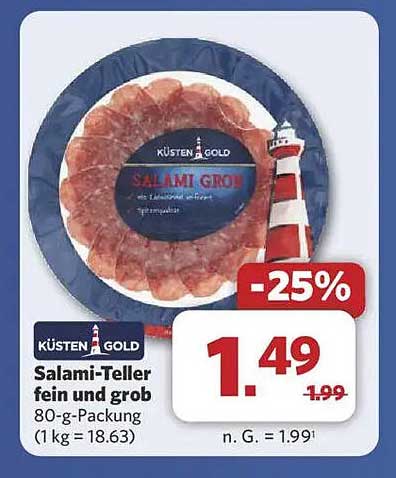 KÜSTEN GOLD Salami-Teller fein und grob 80-g-Packung