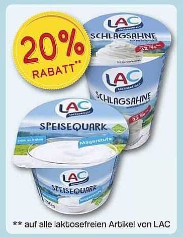 LAC Schlagrahm und Speisequark – 20% Rabatt auf laktosefreie Artikel
