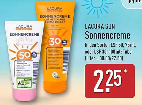 LACURA SUN Sonnencreme - LSF 50, 75ml oder LSF 30, 100ml