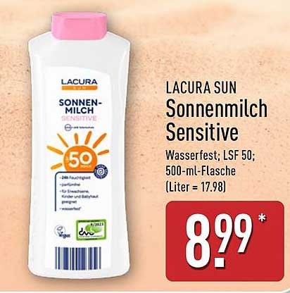 LACURA SUN Sonnenmilch Sensitive 500 ml, LSF 50