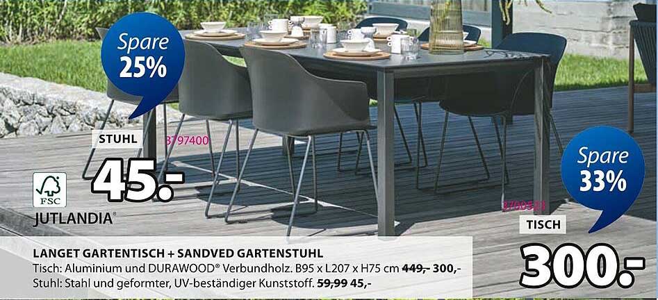 LANGET GARTENTISCH + SANDVED GARTENSTUHL