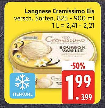 Langnese Cremissimo Eis - Bourbon Vanille, 825 - 900 ml