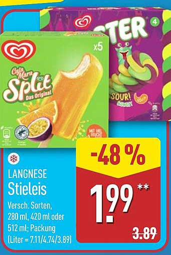 Langnese Stieleis 5er Pack - Verschiedene Sorten