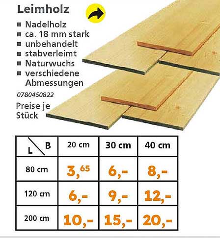 Leimholz Nadelholz - Auswahl an Dimensionen für Ihr Projekt