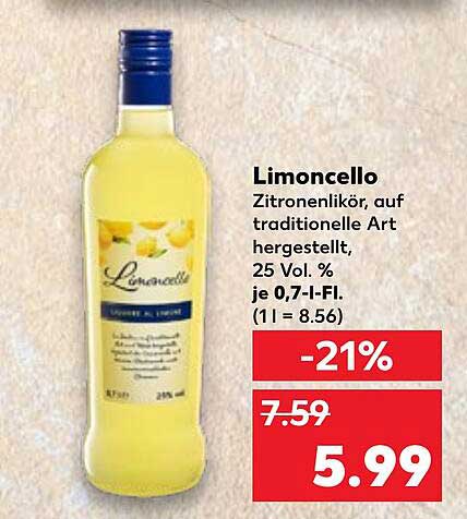 Limoncello - Zitronenlikör, auf traditionelle Art hergestellt