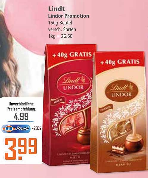 Lindt Lindor Promotion 150g Beutel - verschiedene Sorten
