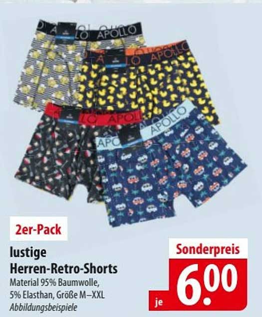 lustige Herren-Retro-Shorts 2er-Pack