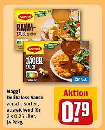 Maggi Delikatess Sauce - Rahm- und Jägersauce im 2er Pack für nur 0,79 €