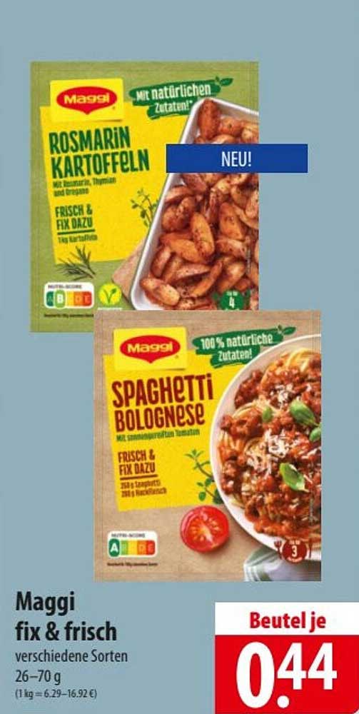 Maggi fix & frisch - Rosmarin Kartoffeln und Spaghetti Bolognese