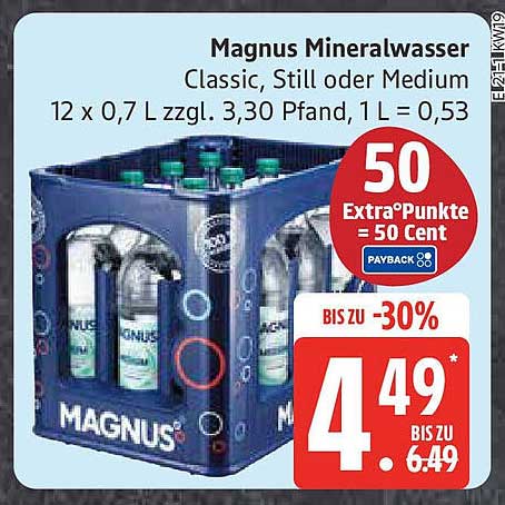 Magnus Mineralwasser Classic, Still oder Medium - 12 x 0,7 L