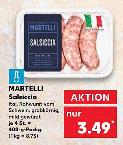 MARTELLI Salsiccia - Ital. Rohwurst vom Schwein, grobkörnig, mild gewürzt