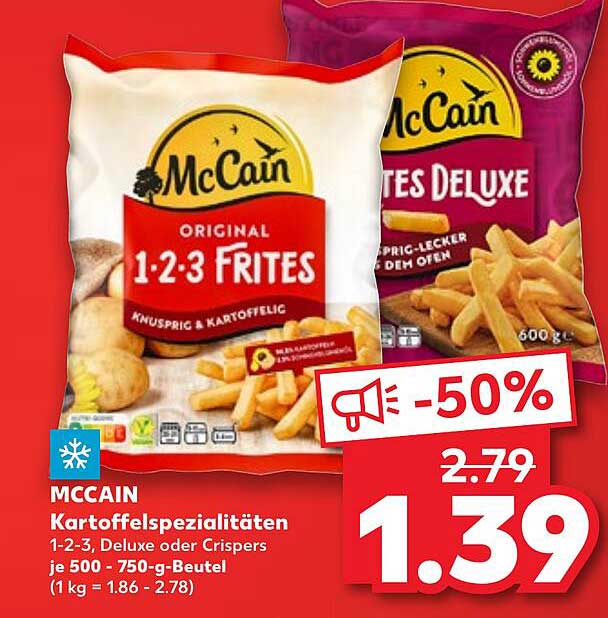 McCain Kartoffelspezialitäten 1-2-3 Frites oder Frites Deluxe