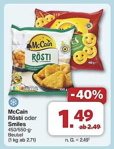 McCain Rösti oder Smiles 450/550-g-Beutel