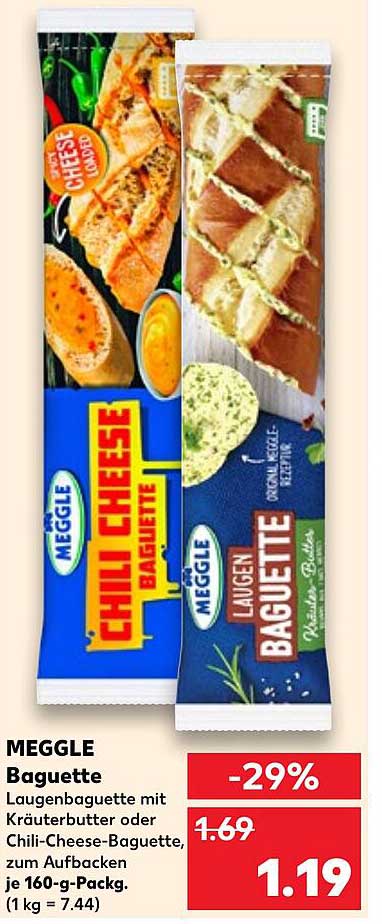 MEGGLE Baguette – Laugenbaguette mit Kräuterbutter oder Chili-Cheese-Baguette