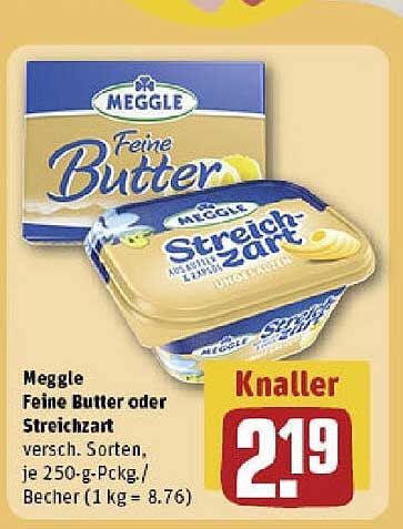 Meggle Feine Butter oder Streichzart 250 g